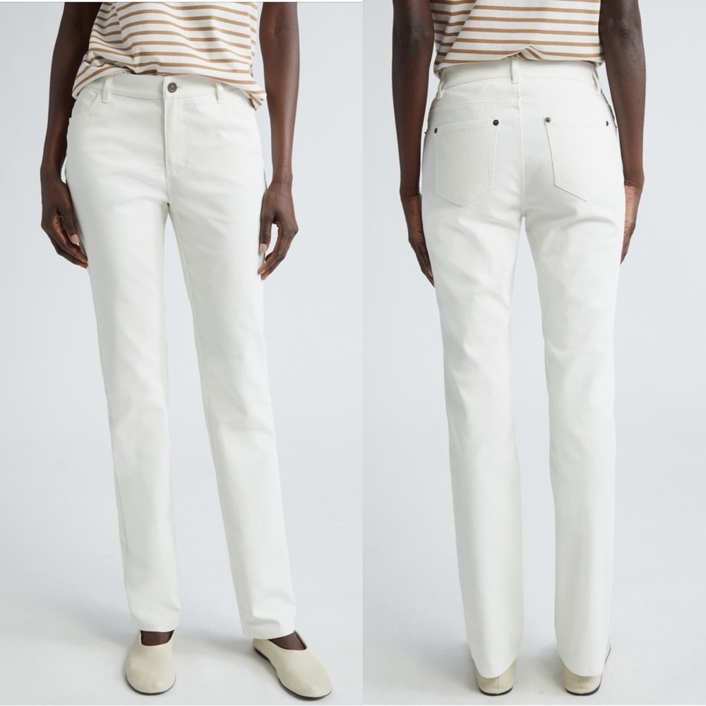 NWT Lafayette 148 New York Thompson Waxed Denim Slim Leg Jeans